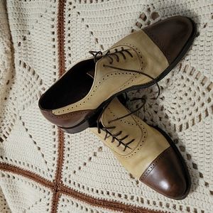 Tan and brown men's captoe